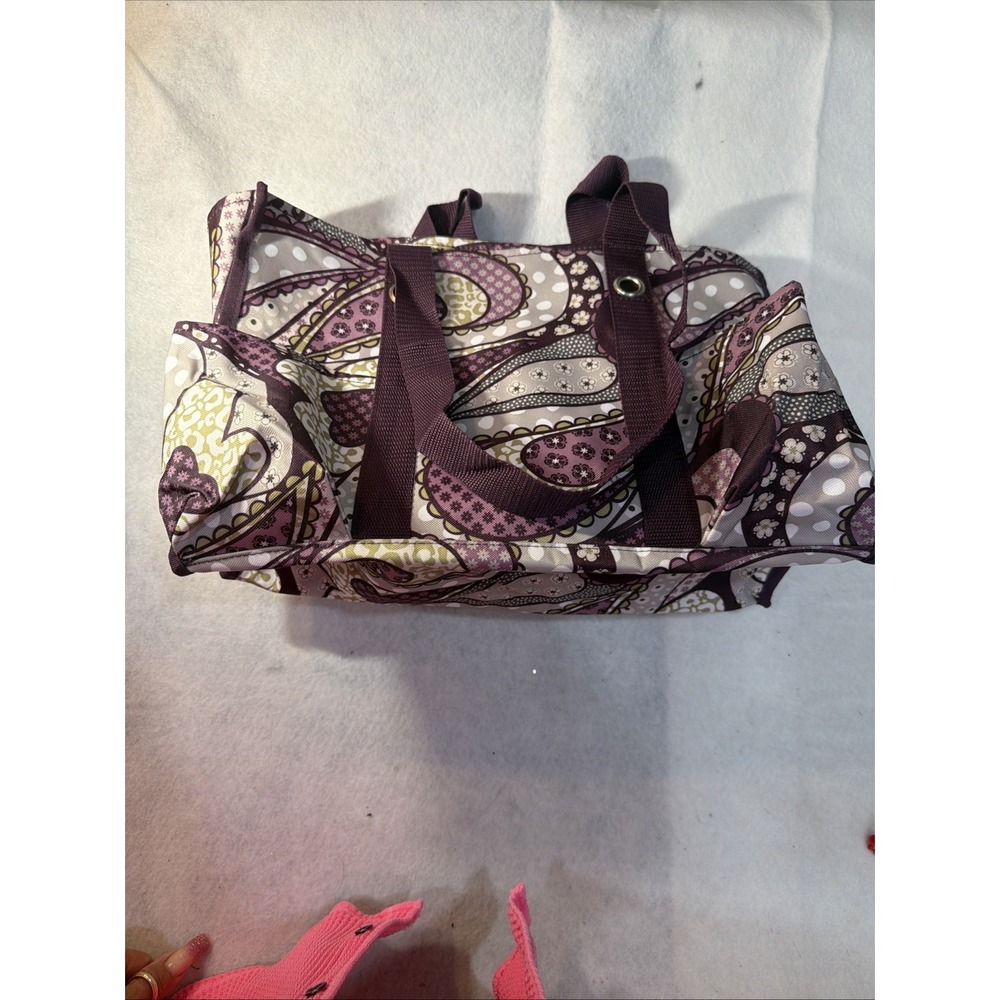 Thirty-One Organizing Utility Tote Retired Patchwork Paisley Bag Purple New - Picture 6 of 10